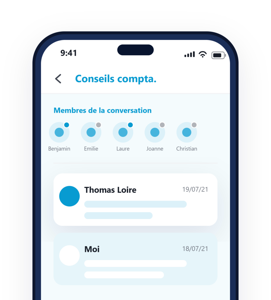 interface représentant une discussion entre praticiens